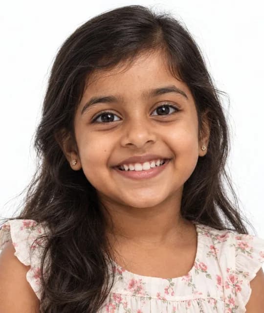 AI-generated example portrait made from the two parent photos shown